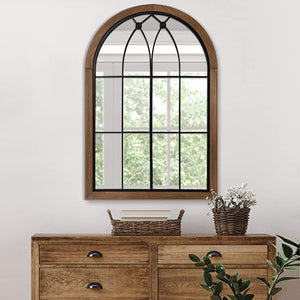 Arched Window Pane Wall Mirror 36x24