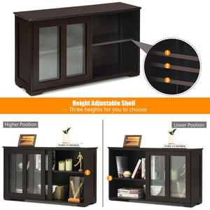Coffee Sideboard with Sliding Glass Doors