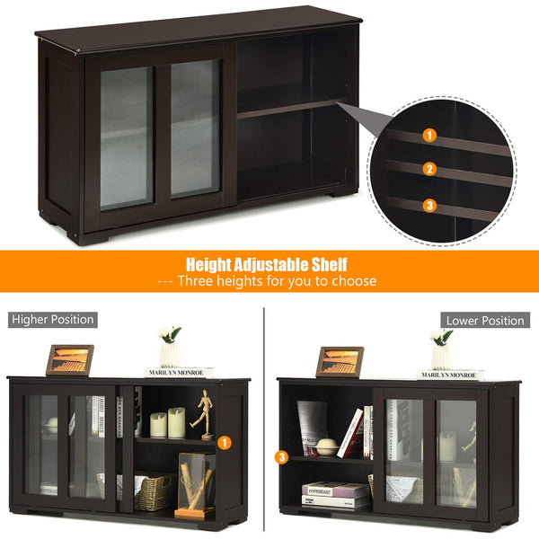 Coffee Sideboard with Sliding Glass Doors
