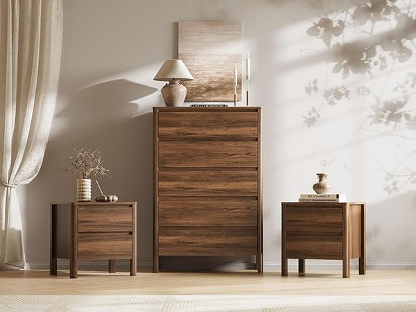 Walnut 3-Piece Bedroom Dresser Set