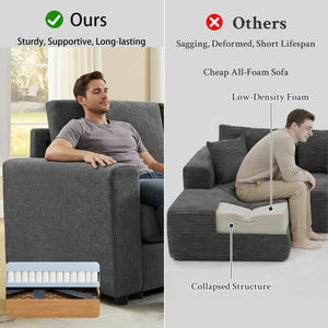 100" L-Shaped Chenille Sectional Sofa with Reversible Chaise