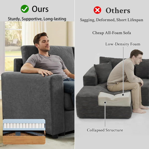 100" L-Shaped Chenille Sectional Sofa with Reversible Chaise