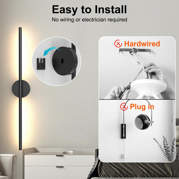 Battery Operated Wall Sconces Set of 2 – Dimmable LED Wall Lights with Remote