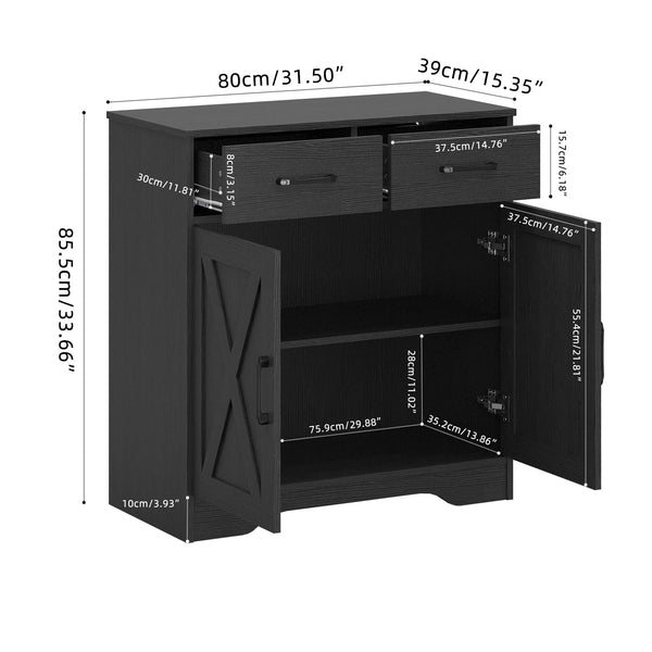 Sideboard Cabinet with 2 Drawers & 2 Doors