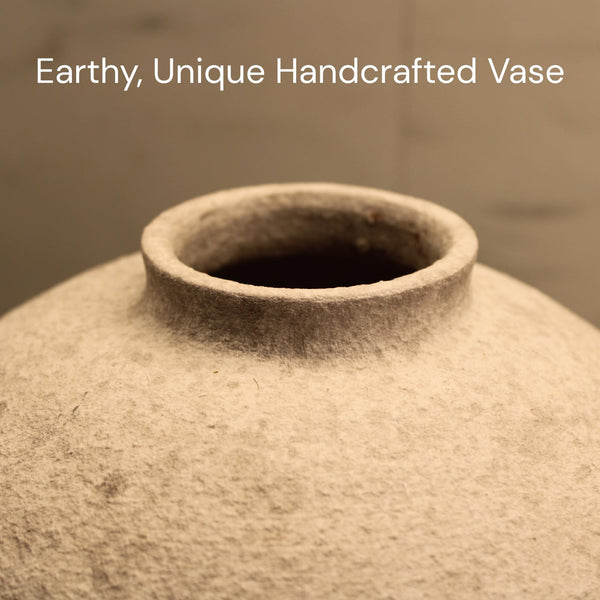 Large Round Ceramic Vase – Rustic Farmhouse Decor