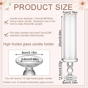 Hurricane Glass Taper Candle Holders Set of 12