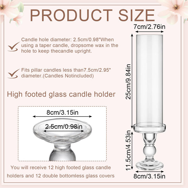 Hurricane Glass Taper Candle Holders Set of 12