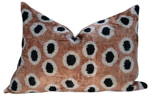 Velvet Throw Pillow – Gold & Black Dot, 16x24"