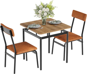 3-Piece Dining Table Set with PU Upholstered Chairs