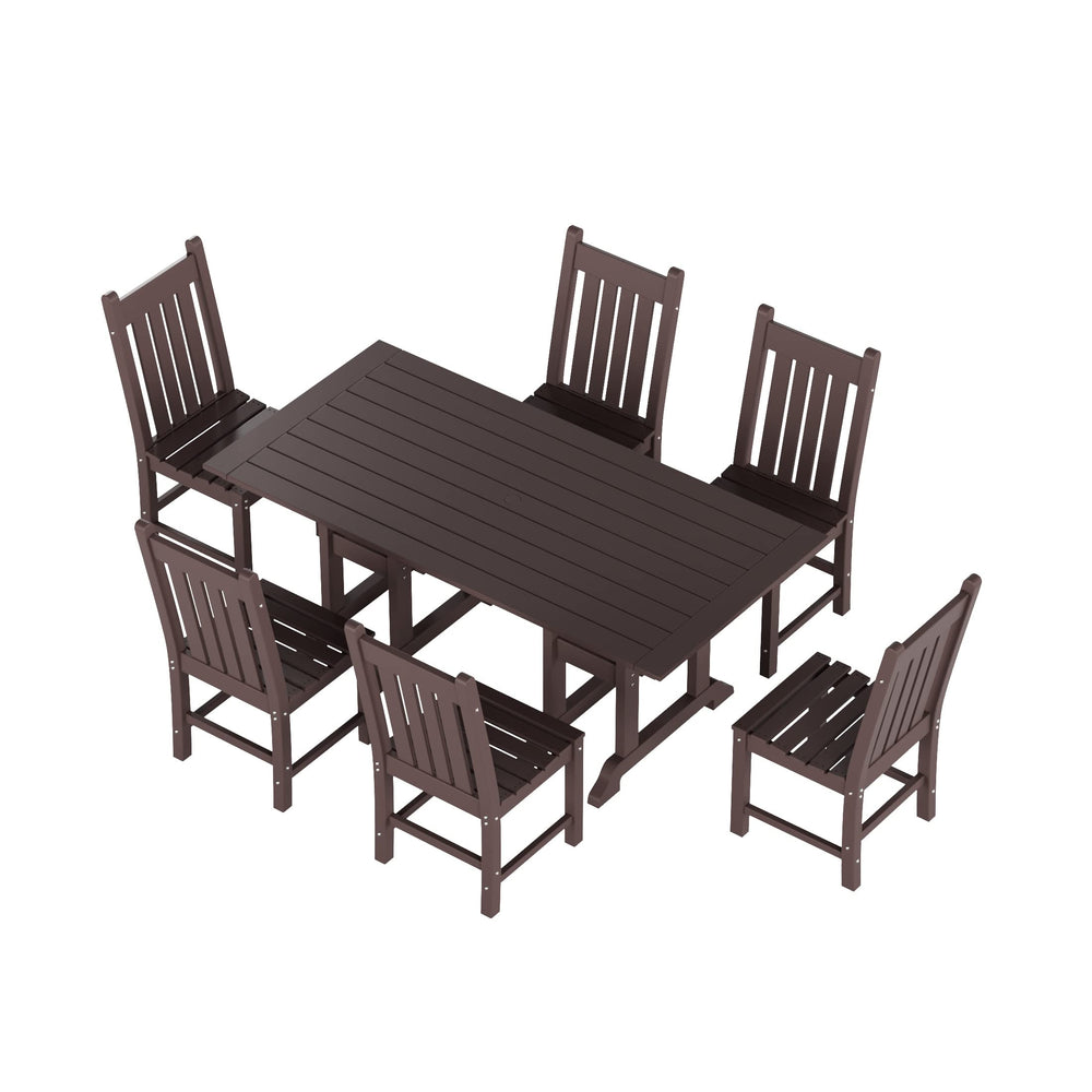 7-Piece Outdoor Patio Dining Set – HDPE Poly Lumber Table & Chairs with Umbrella Hole