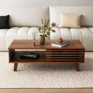 Living Room Table Set – Coffee Table, TV Stand & End Tables, Walnut