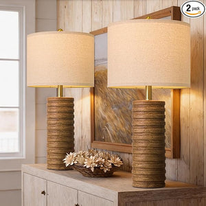 Farmhouse Ceramic Table Lamps Set of 2