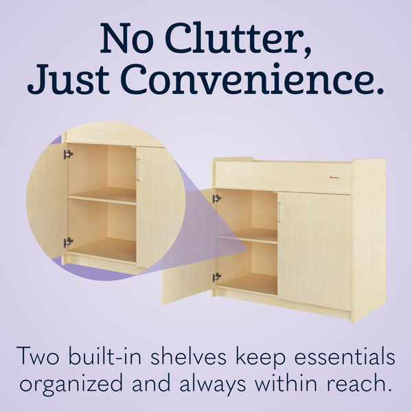 Commercial Daycare Changing Table with Locking Cabinet and Built-In Shelves
