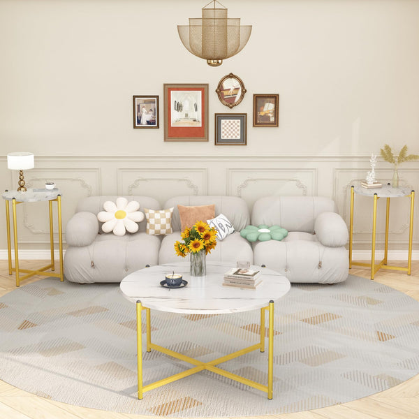 Round Marble Coffee Table Set of 3