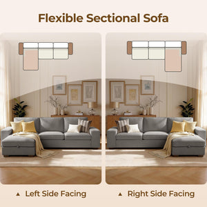 L-Shaped Sectional Sleeper Sofa with Chaise & 110L Storage