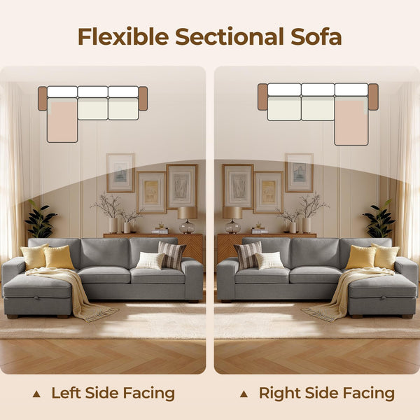 L-Shaped Sectional Sleeper Sofa with Chaise & 110L Storage