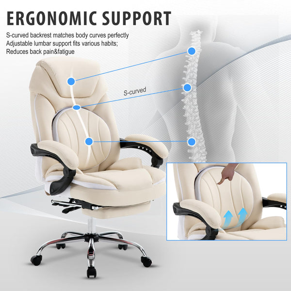 Ergonomic Reclining Office Chair with Footrest