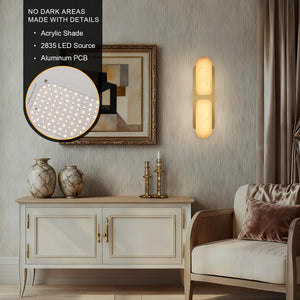 Alabaster Wall Sconce Dimmable LED – Gold Marble Indoor Wall Light