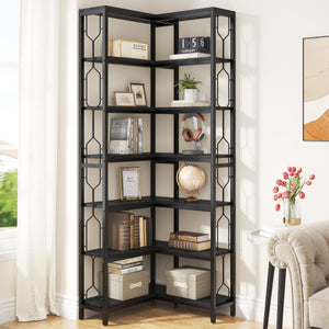 7-Tier Industrial Corner Bookshelf