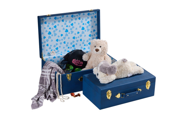 Decorative Storage Trunk Set of 2 with Handles – Shagreen Faux Leather Chest Boxes