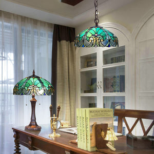Tiffany Style Stained Glass Table Lamp – Victorian Green