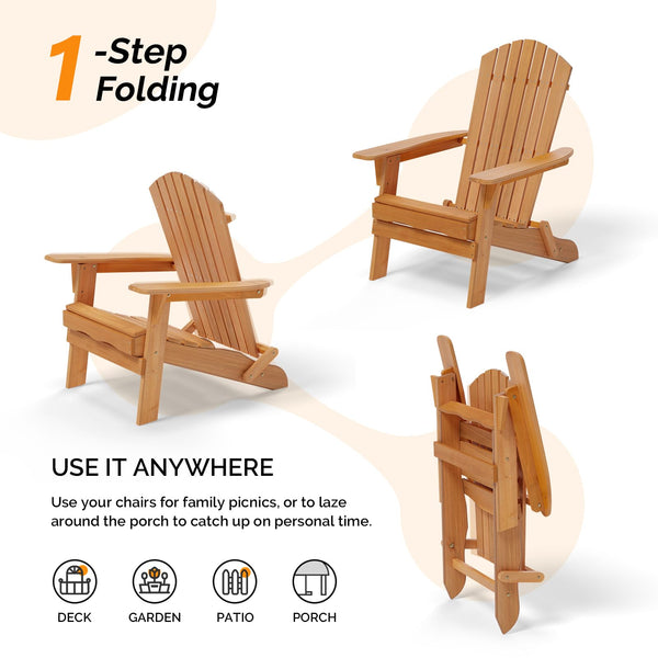 Folding Adirondack Chair – Solid Fir Wood, Outdoor