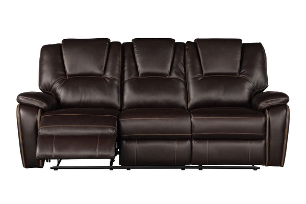 3-Piece Recliner Sofa Set – Bonded Leather, Brown