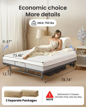 King Size Adjustable Bed Frame with Quiet Motor