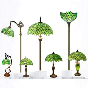 Tiffany Style Stained Glass Table Lamp – Green Wisteria