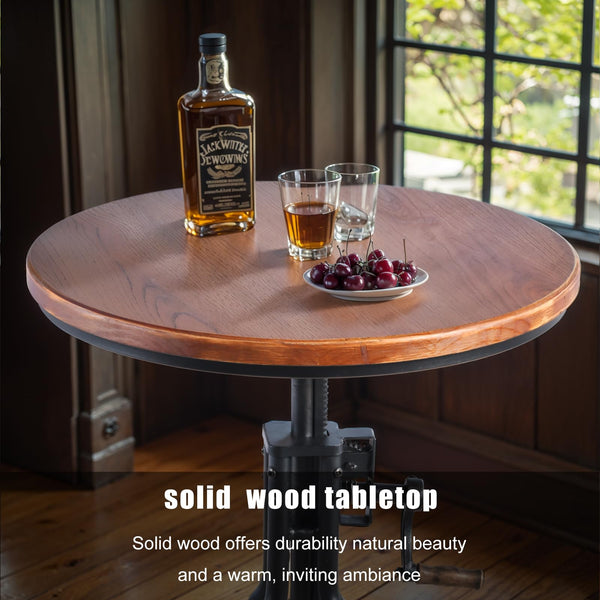 Adjustable Height Round Bar Table – Industrial Swivel Pub Table