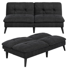 Mid-Century Modern Futon Sofa Bed with Adjustable Backrest