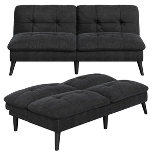 Mid-Century Modern Futon Sofa Bed with Adjustable Backrest