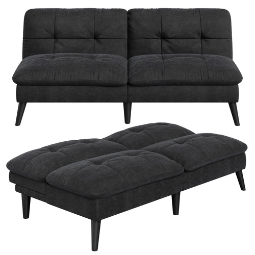Mid-Century Modern Futon Sofa Bed with Adjustable Backrest