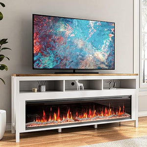 Electric Fireplace TV Stand with Open Storage – 55 to 98 Inch