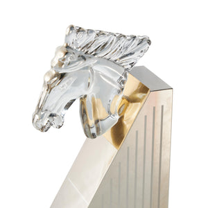 Clear Glass Horse Bookends Set of 2 with Pyramid Base