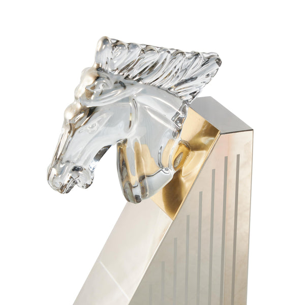 Clear Glass Horse Bookends Set of 2 with Pyramid Base