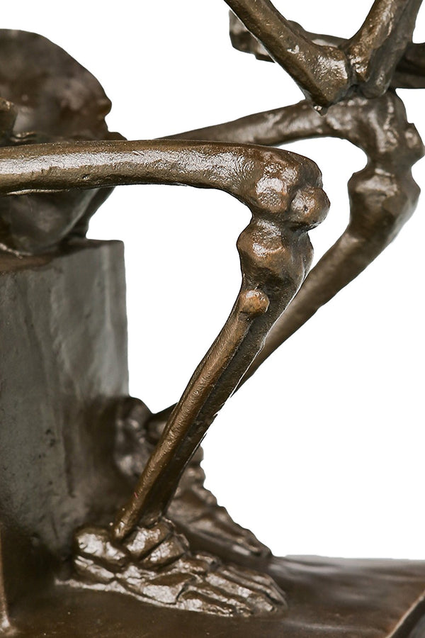 Bronze Skeleton Thinker Statue