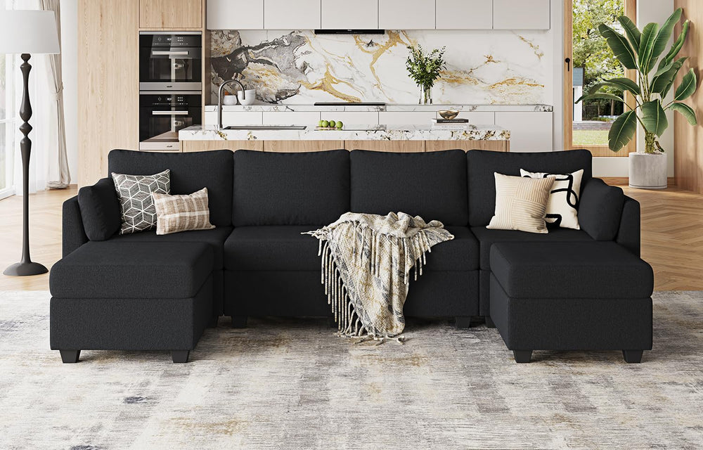 6-Seat Modular Sectional Sofa with Storage & Memory Foam