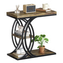 C Shaped End Table 3-Tier with Metal Frame