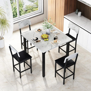 5-Piece Counter Height Dining Table Set with Upholstered Bar Stools