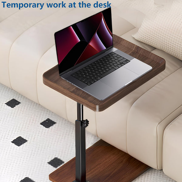 C-Shaped Adjustable Height Side Table with Wheels