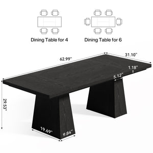 63" Rectangular Dining Table for 4–6 People with Heavy Duty Legs