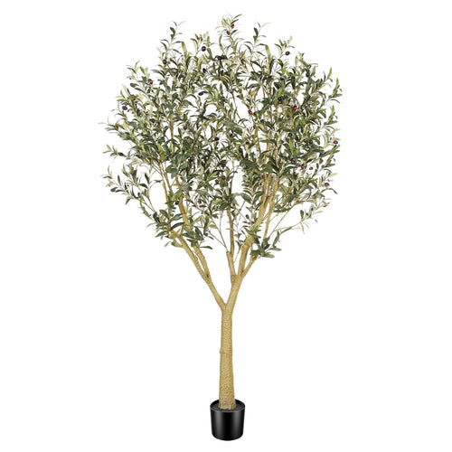 7ft & 8ft Artificial Olive Tree with Natural Wood Trunk