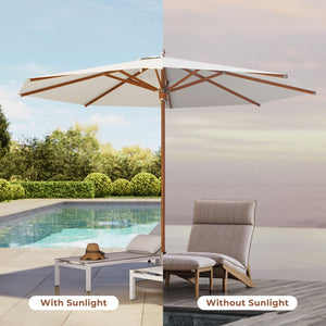 11 FT Round Patio Umbrella with Aluminum Ribs & Pulley Lift