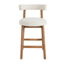 Counter Height Bar Stools Set of 2 – Boucle Fabric with Footrest