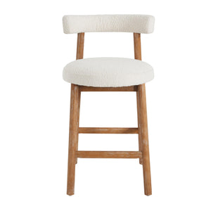 Counter Height Bar Stools Set of 2 – Boucle Fabric with Footrest