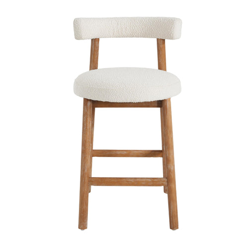 Counter Height Bar Stools Set of 2 – Boucle Fabric with Footrest