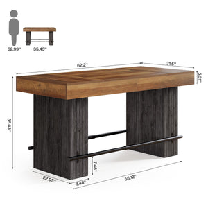Counter Height Bar Dining Table 62.2"