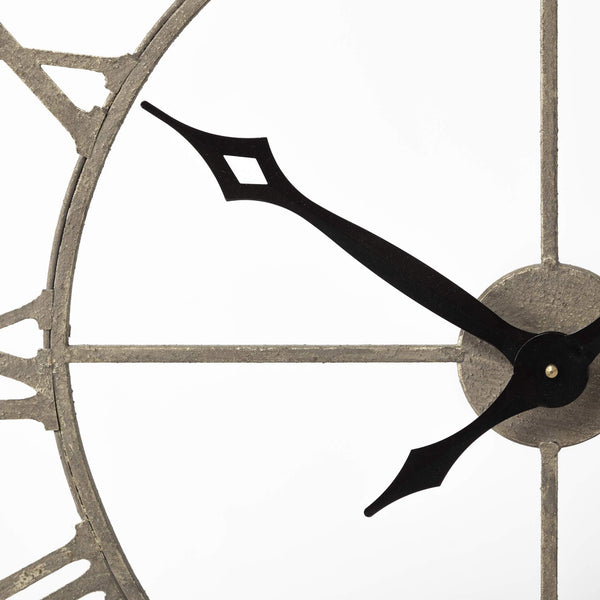 Oversized Farmhouse Round Wall Clock – Solid Wood, Roman Numerals
