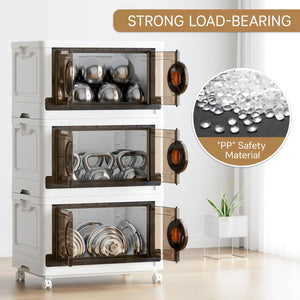Stackable Storage Cabinet with Wheels & Lids – 249 Qt Collapsible Organizer Bins